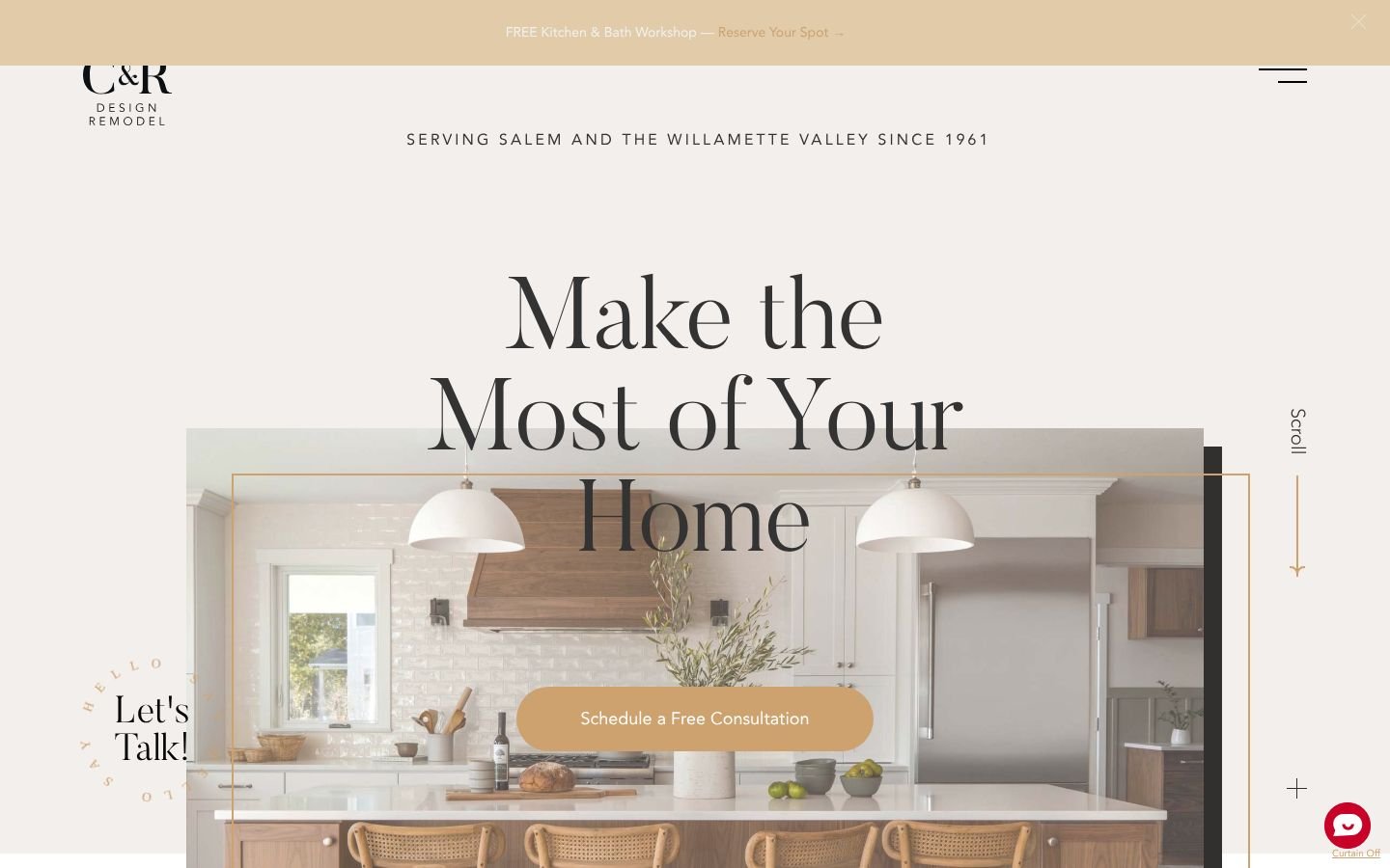 Current crdesignremodel.com homepage on desktop